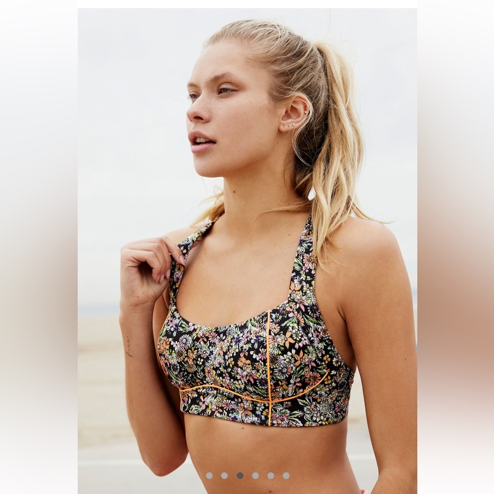 Free People bra in neon ditsy